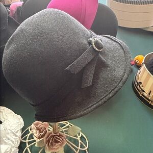 Scala Charcoal Women's Hat with Decorative Bow